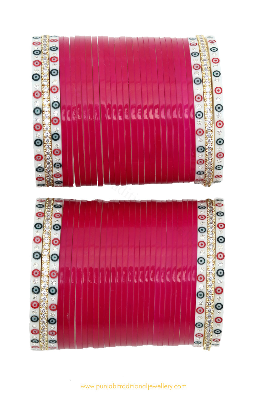 American Diamond Red Colour Dotted Bridal Chura By PTJ