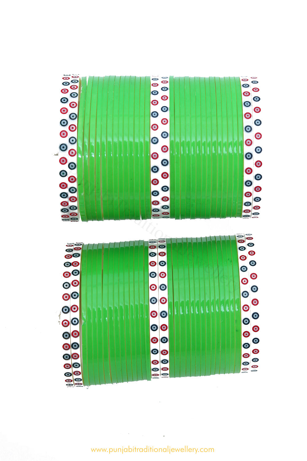 Parrot Green Colour Dotted Bridal Chura By PTJ