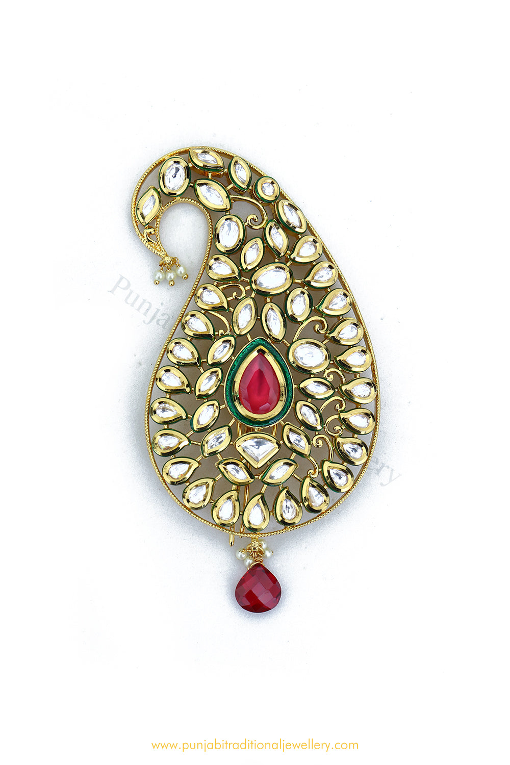 Gold Finished Ruby Kalgi | Punjabi Traditional Jewellery Exclusive