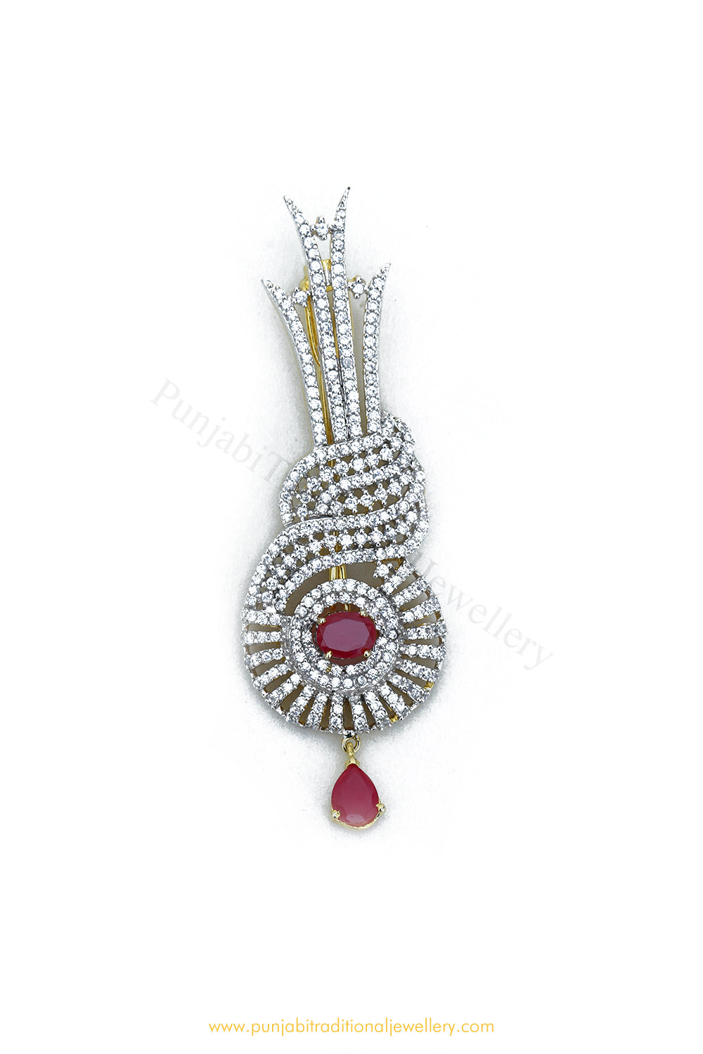 Gold Finished Ruby AD Kalgi | Punjabi Traditional Jewellery Exclusive