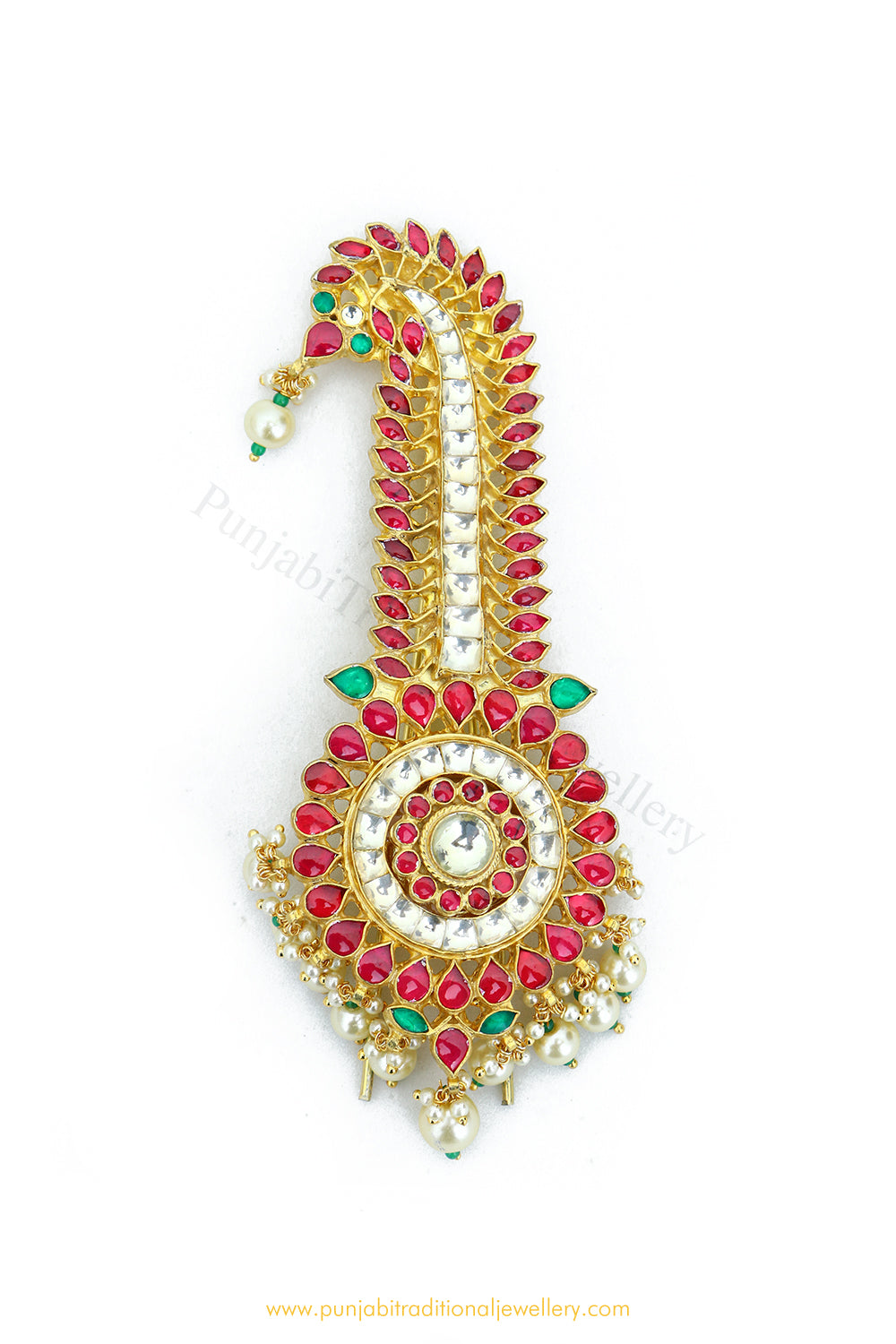 Gold Finished Ruby Emerald Kundan Kalgi | Punjabi Traditional Jewellery Exclusive