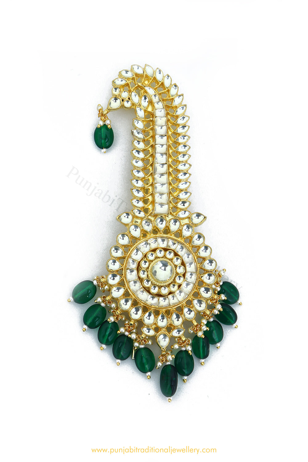 Gold Finished Emerald Kundan Kalgi | Punjabi Traditional Jewellery Exclusive