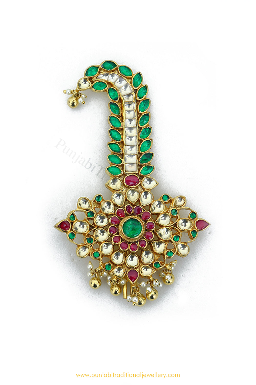 Gold Finished Ruby Emerald Kundan Kalgi | Punjabi Traditional Jewellery Exclusive
