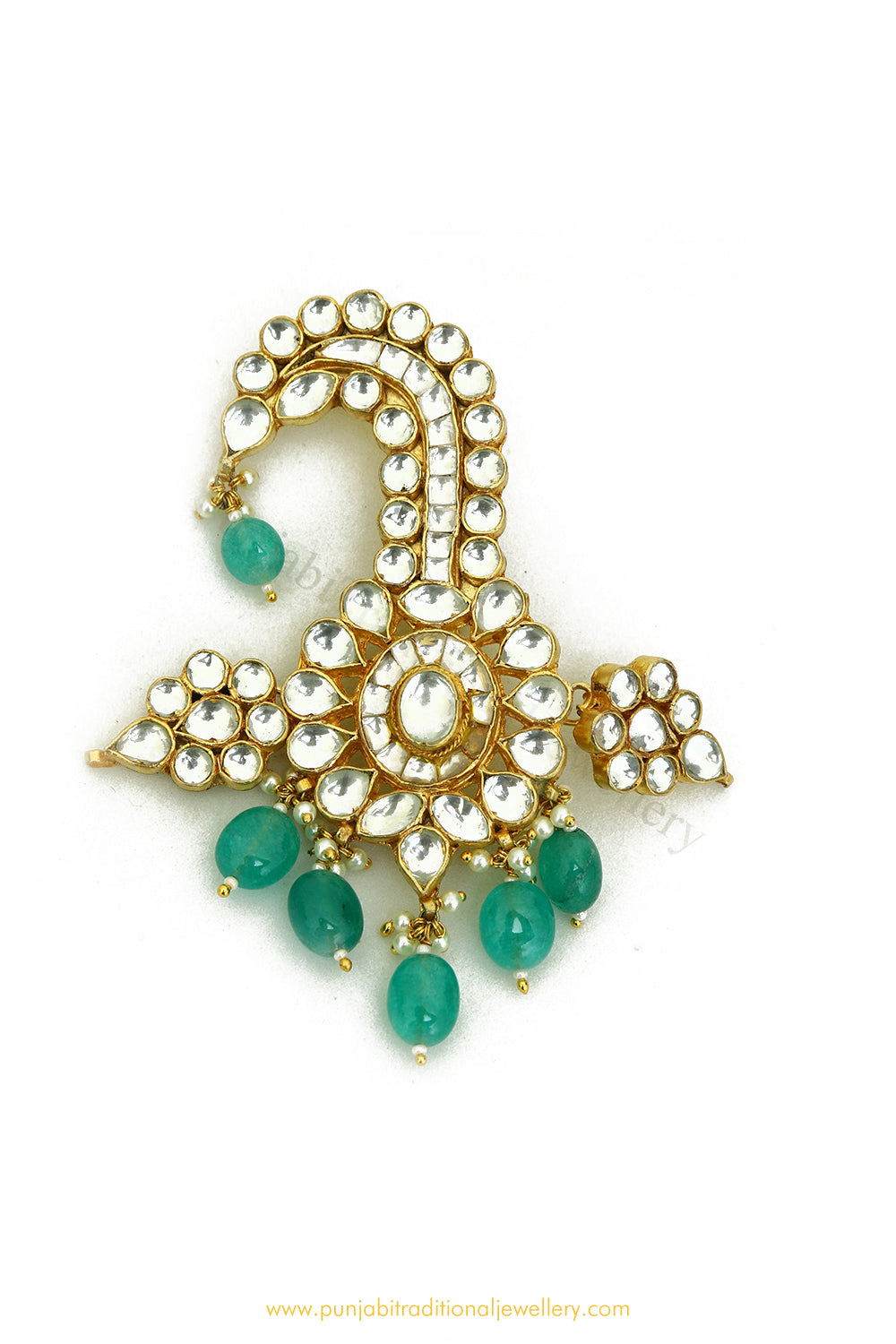Gold Finished Emerald Kundan Kalgi | Punjabi Traditional Jewellery Exclusive