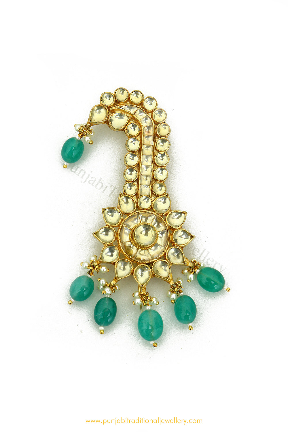 Gold Finished Emerald Kundan Kalgi | Punjabi Traditional Jewellery Exclusive