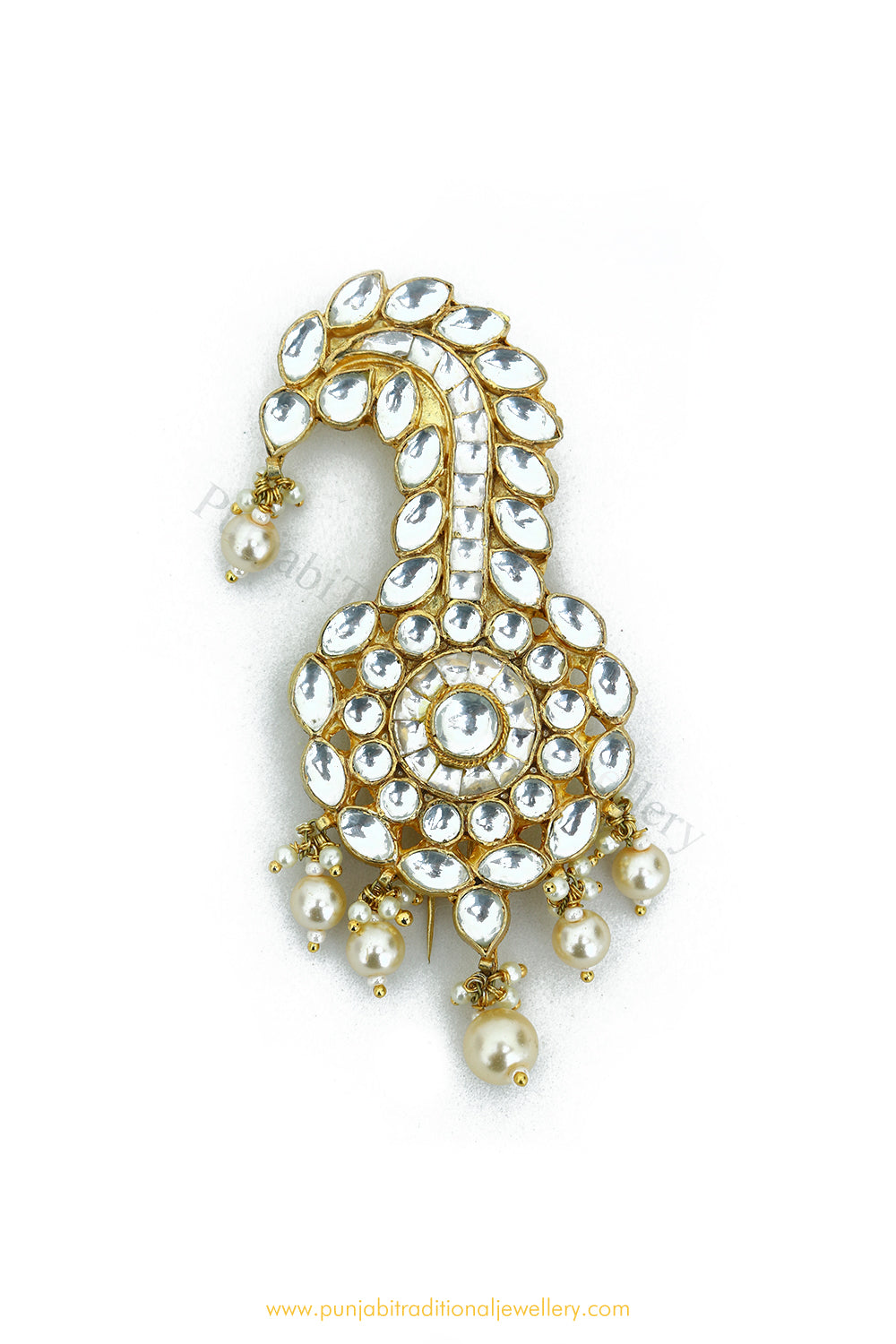 Gold Finished Pearl Kundan Kalgi | Punjabi Traditional Jewellery Exclusive