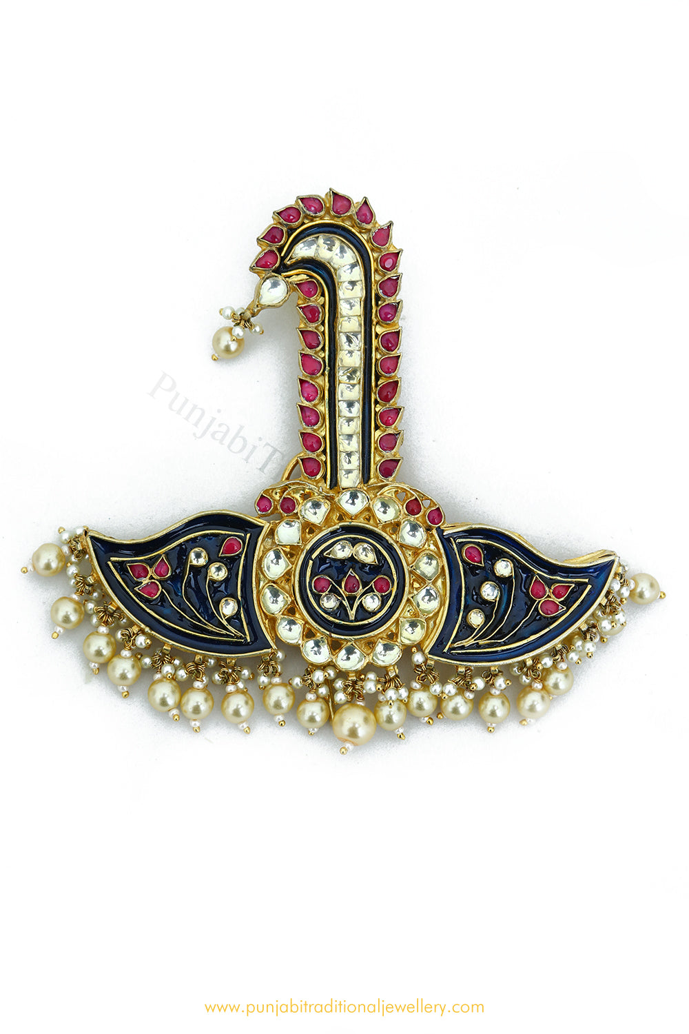 Gold Finished Rubu Emerald Kundan Kalgi | Punjabi Traditional Jewellery Exclusive