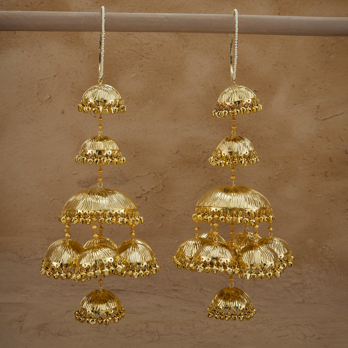 Gulrooh  Gold Plated Kalira With Shell Pearls