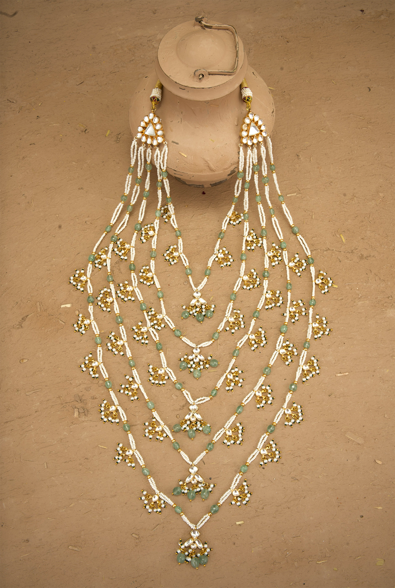 Tabeer pearl Kundan  Achkan Mala Handcrafted