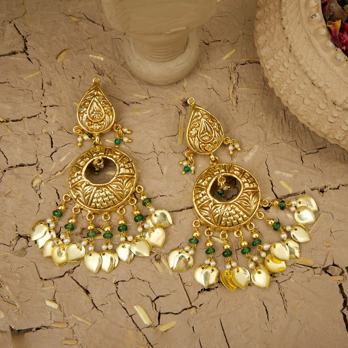 Sameera Necklace Earrings Tikka Handcrafted Gold Plated