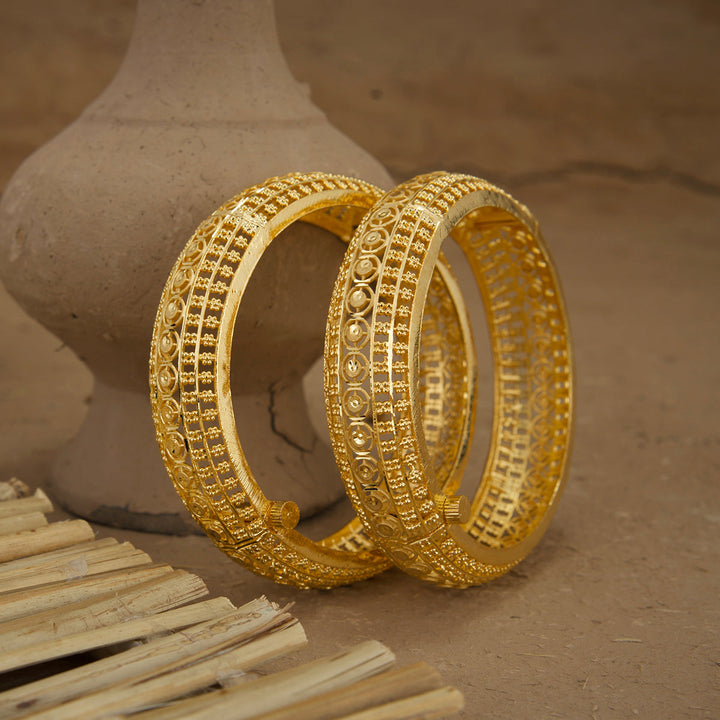 Tabeer Bangles With Screw Gold Plated