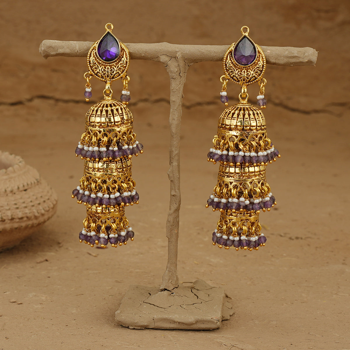 Haya Jhumki Handcrafted Gold Plated