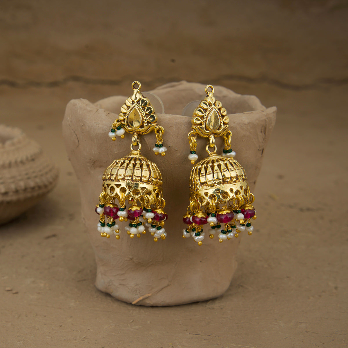 Bhavi Jhumki Handcrafted Gold Plated