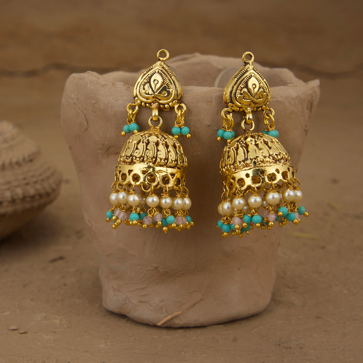 Gulhab Jhumki Handcrafted Gold Plated