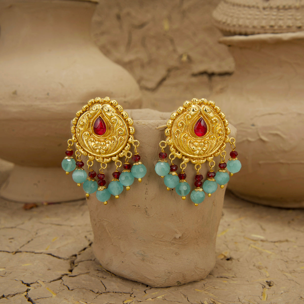 Zohra Necklace Earrings Tikka Handcrafted Gold Plated