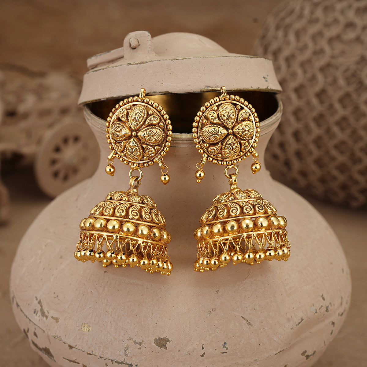 Kusum Jhumki Handcrafted Gold Plated