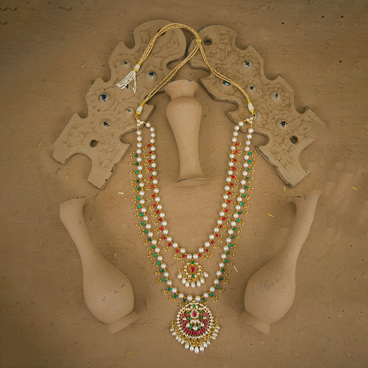 Noorainah Achkan Mala Pearl Semi Precious Beads