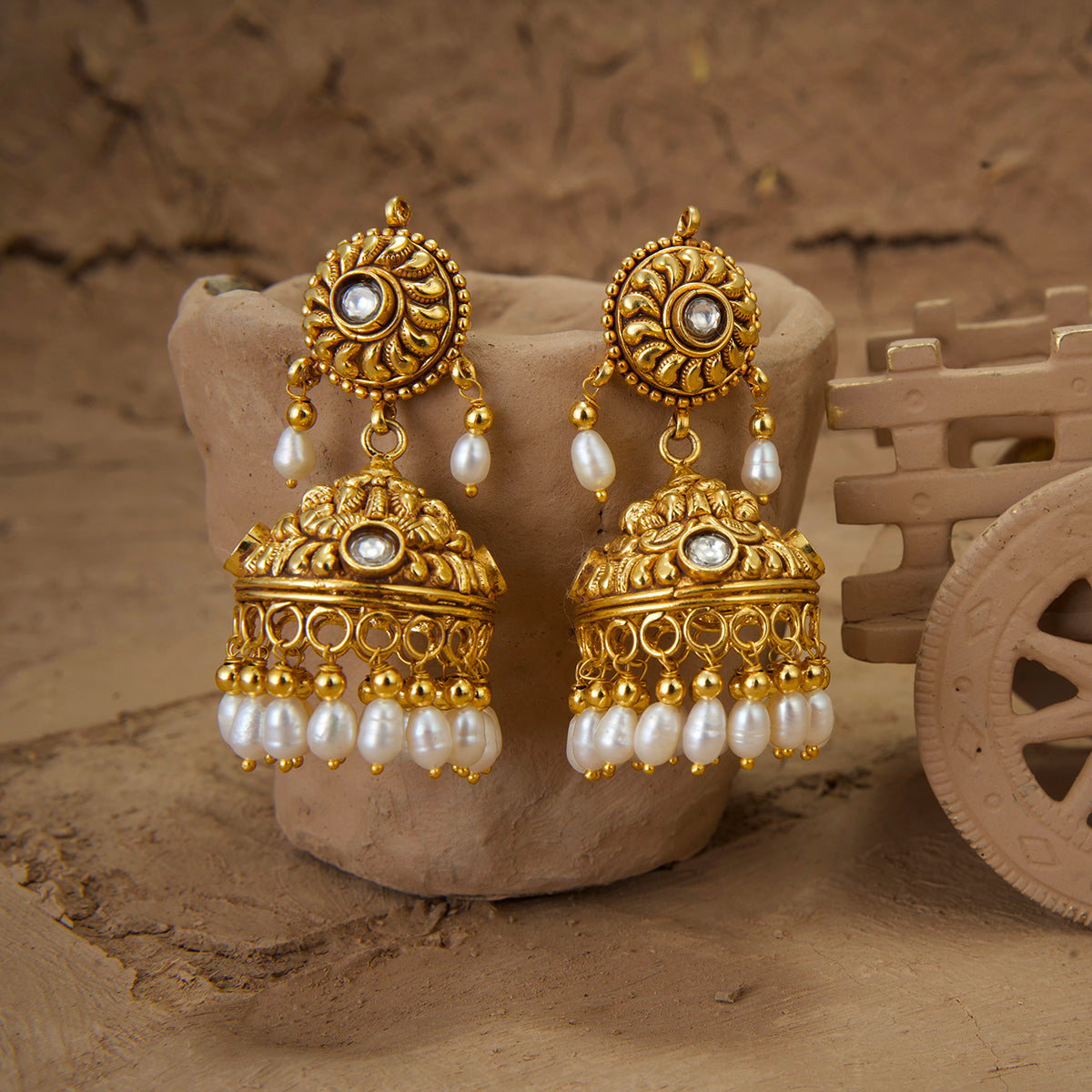 Yamira Jhumki Handcrafted Gold Plated