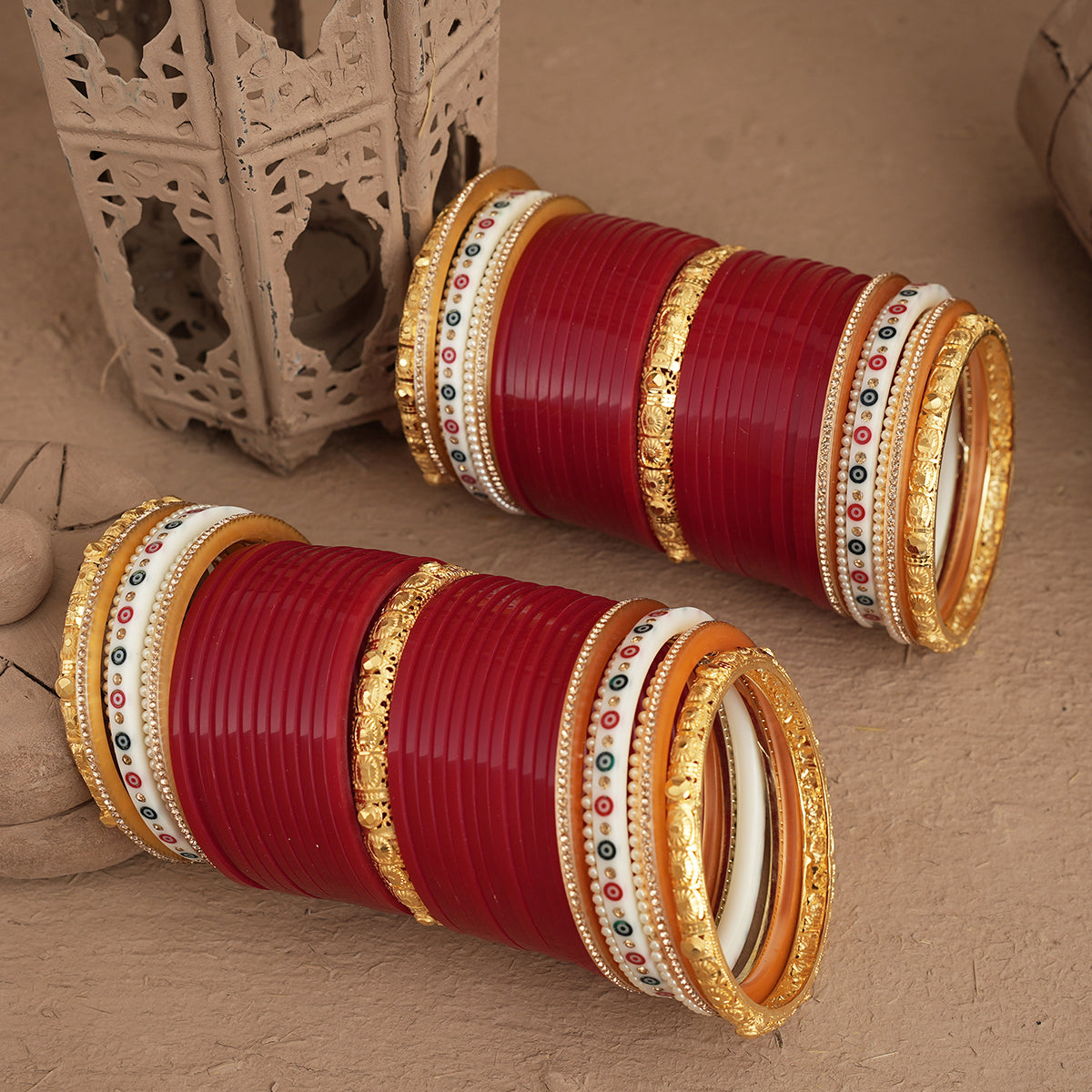 Gulrang Wedding Churra Redish Maroon Colour