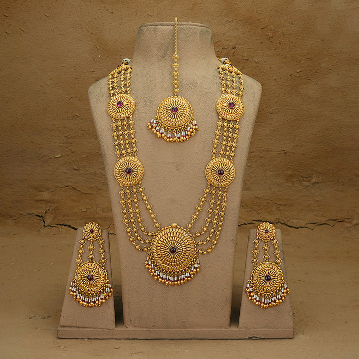 Roohi Ranihaar Earrings Tika Set Handcrafted Gold Plated