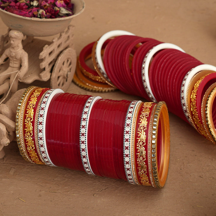 Shahnoor Wedding Churra Redish Maroon Colour