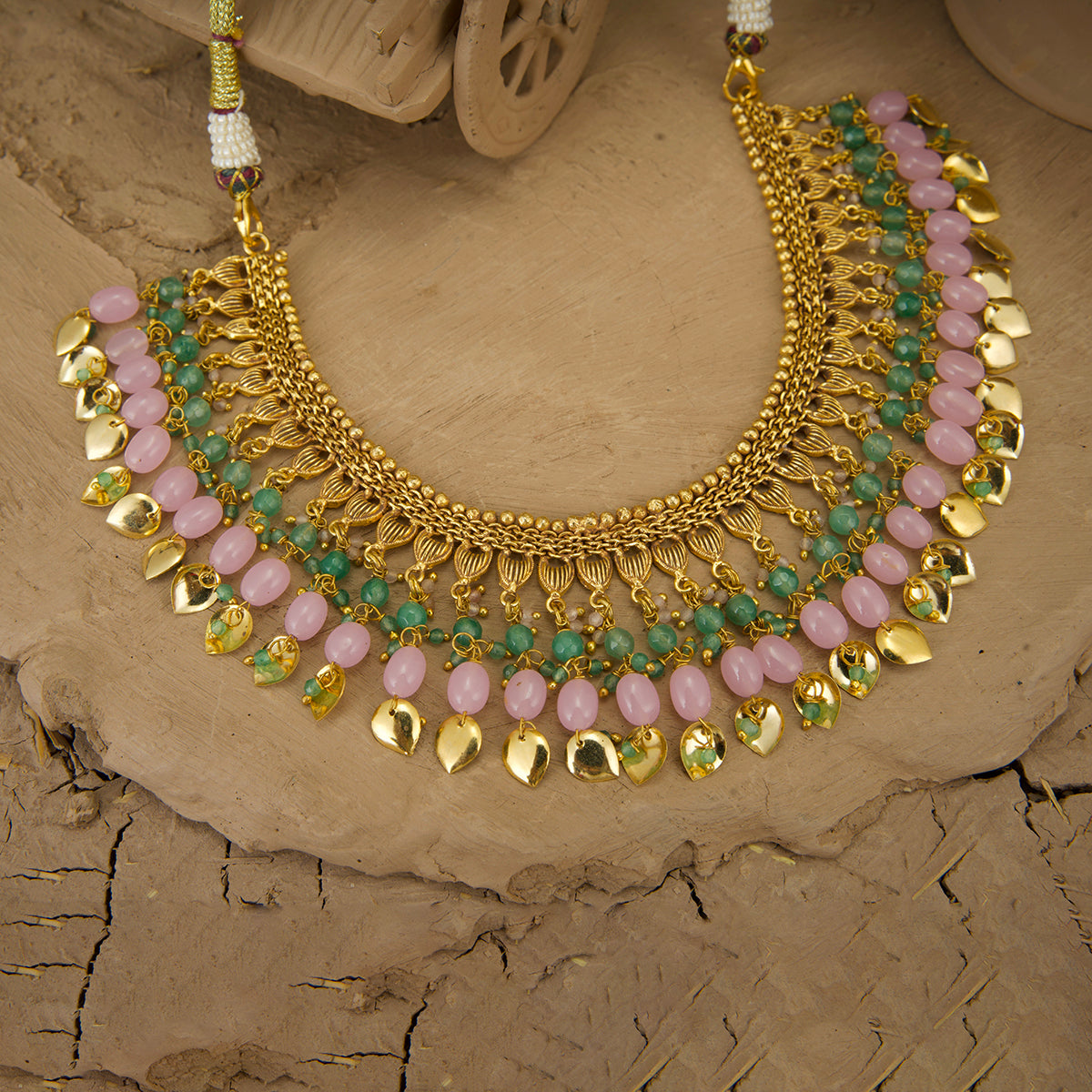 Ziaah  Necklace Earrings Tikka Handcrafted Gold Plated