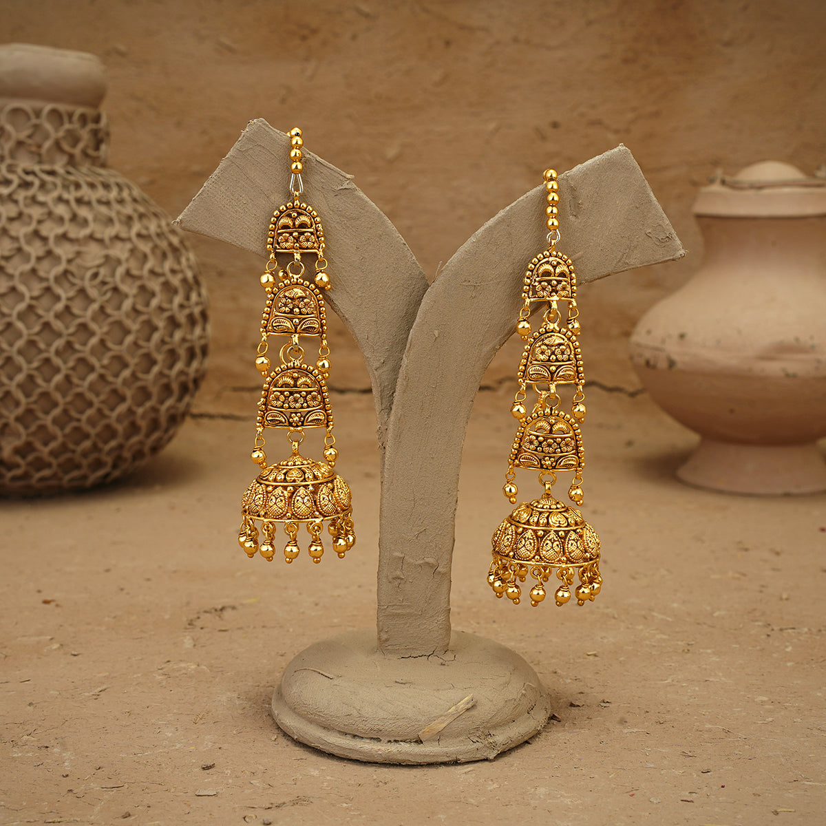 Hamza Jhumki Handcrafted Gold Plated