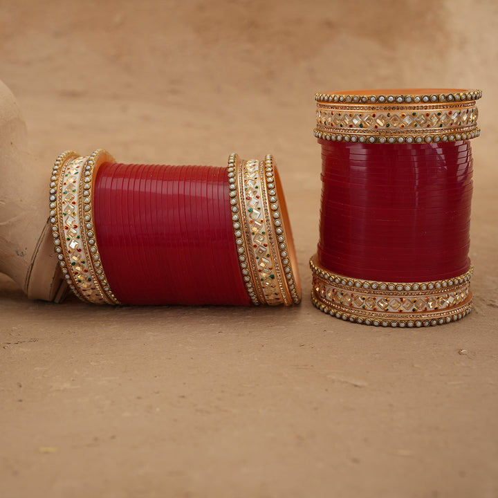 Noorjahan Wedding Churra Redish Maroon Colour