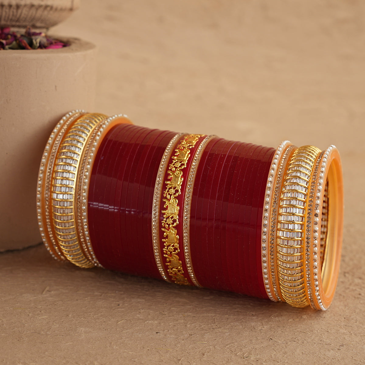 Parinaz Wedding Churra Redish Maroon Colour