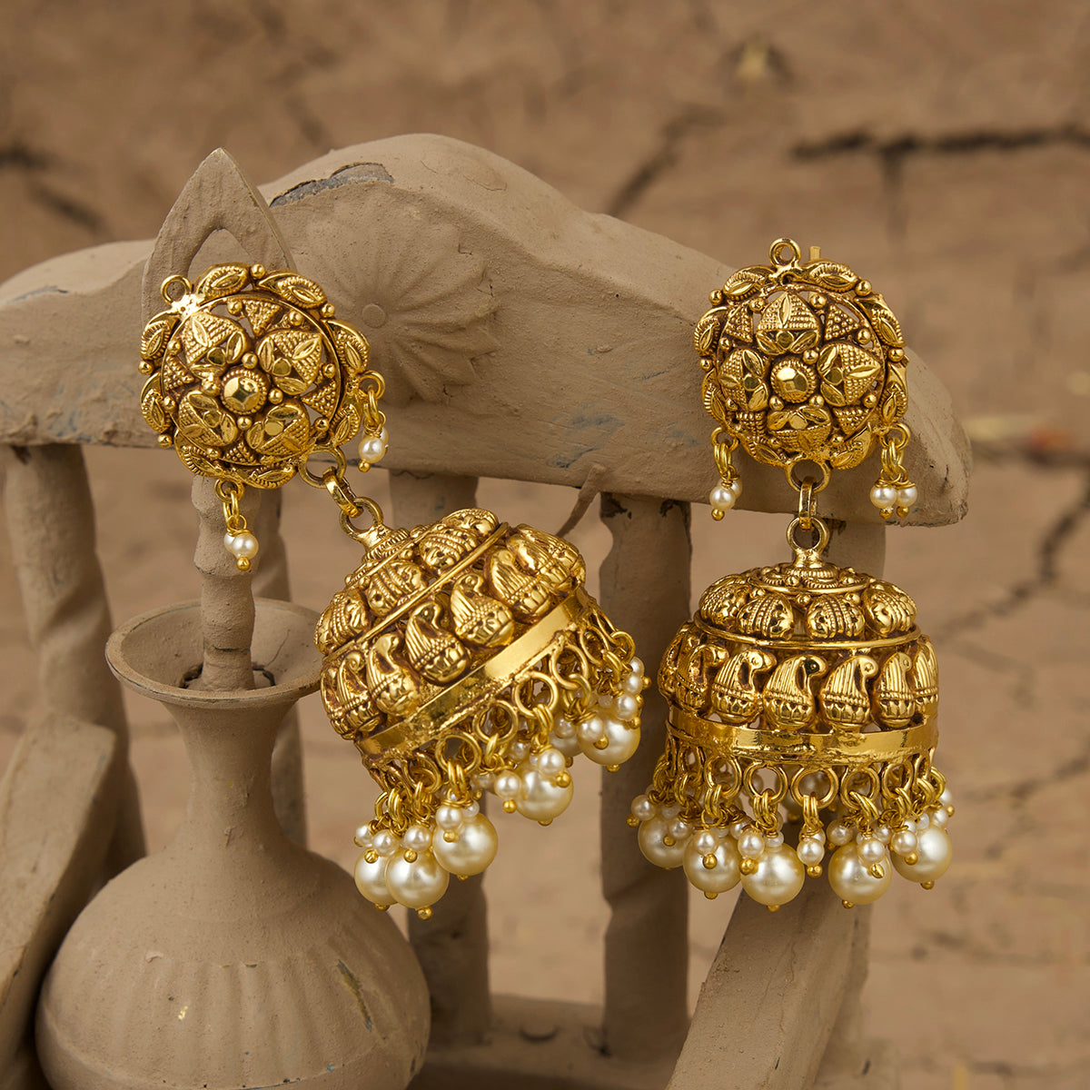 Veena Jhumki Handcrafted Gold Plated