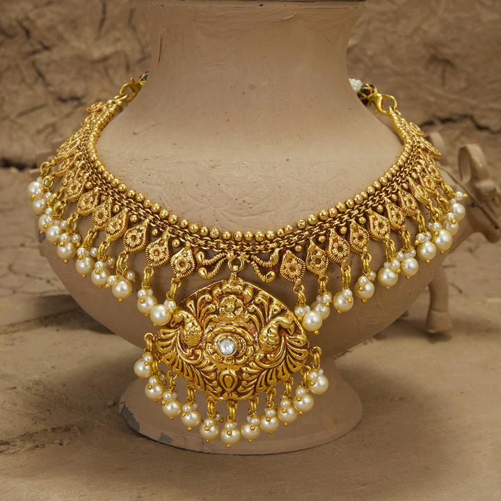 Yamira Necklace Earrings Tikka Handcrafted Gold Plated