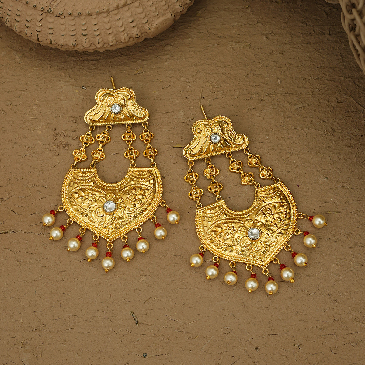 Kanak Ranihaar Earrings Set Handcrafted Gold Plated