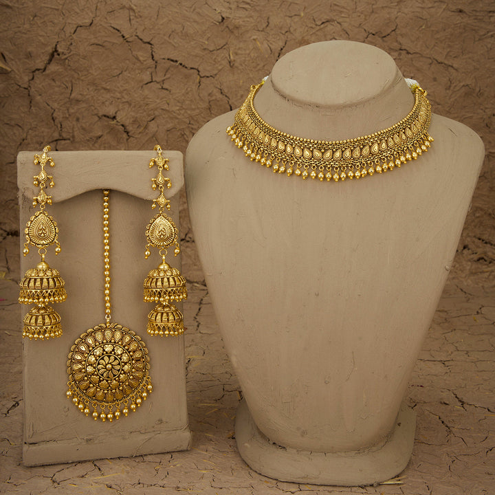 Tejal Necklace Earrings Tikka Handcrafted Gold Plated