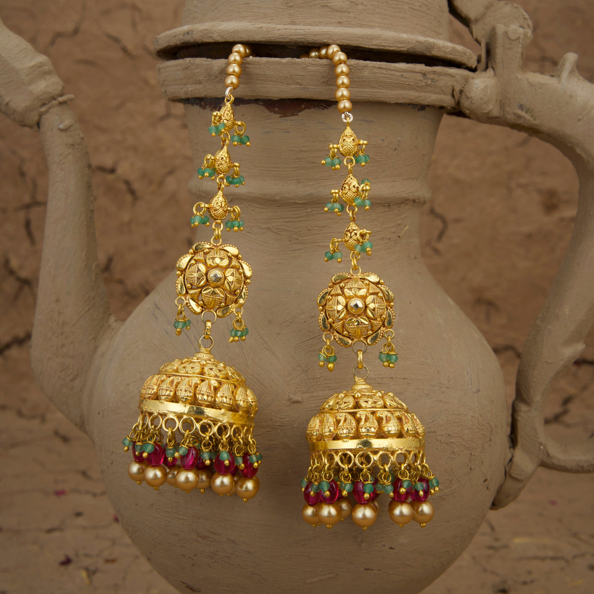 Noor Jhumki Handcrafted Gold Plated