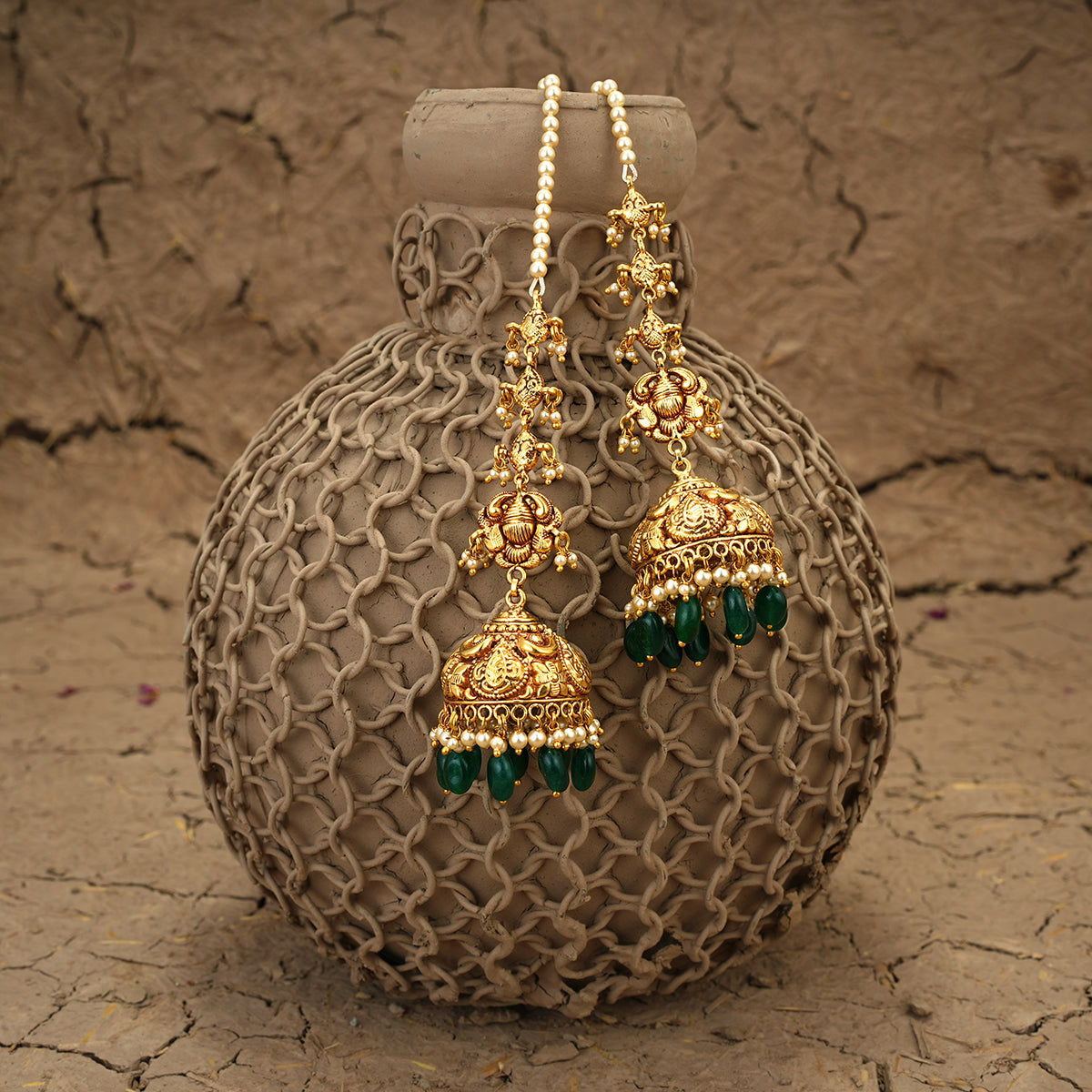 Triveni Jhumki Handcrafted Gold Plated