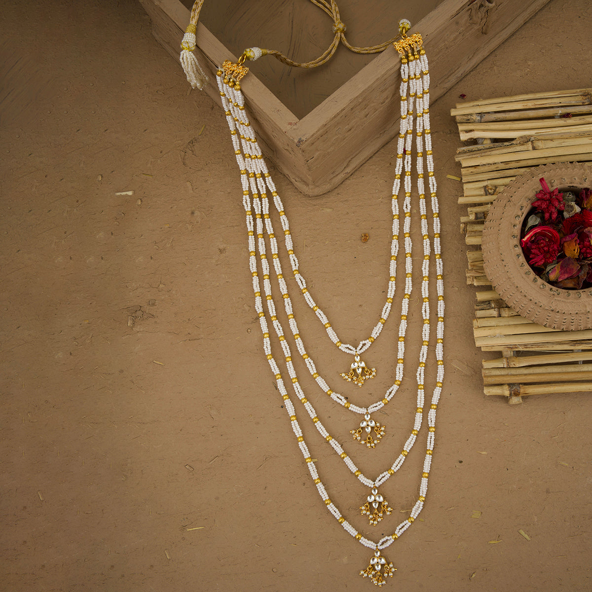 Husnaaz Achkan Mala Pearl Semi Precious Beads