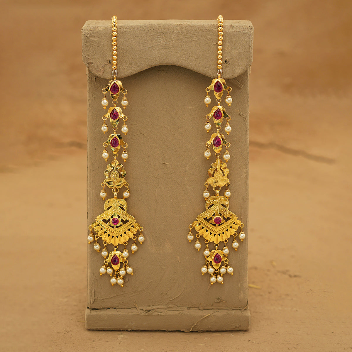 Reya Ranihaar Earrings Set Handcrafted Gold Plated