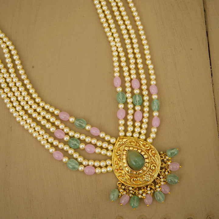 Seerat  Necklace Earrings Tikka Handcrafted Gold Plated