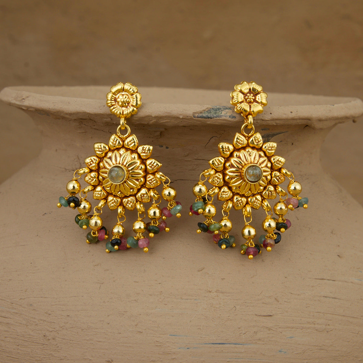Aashi Necklace Earrings Tikka Handcrafted Gold Plated