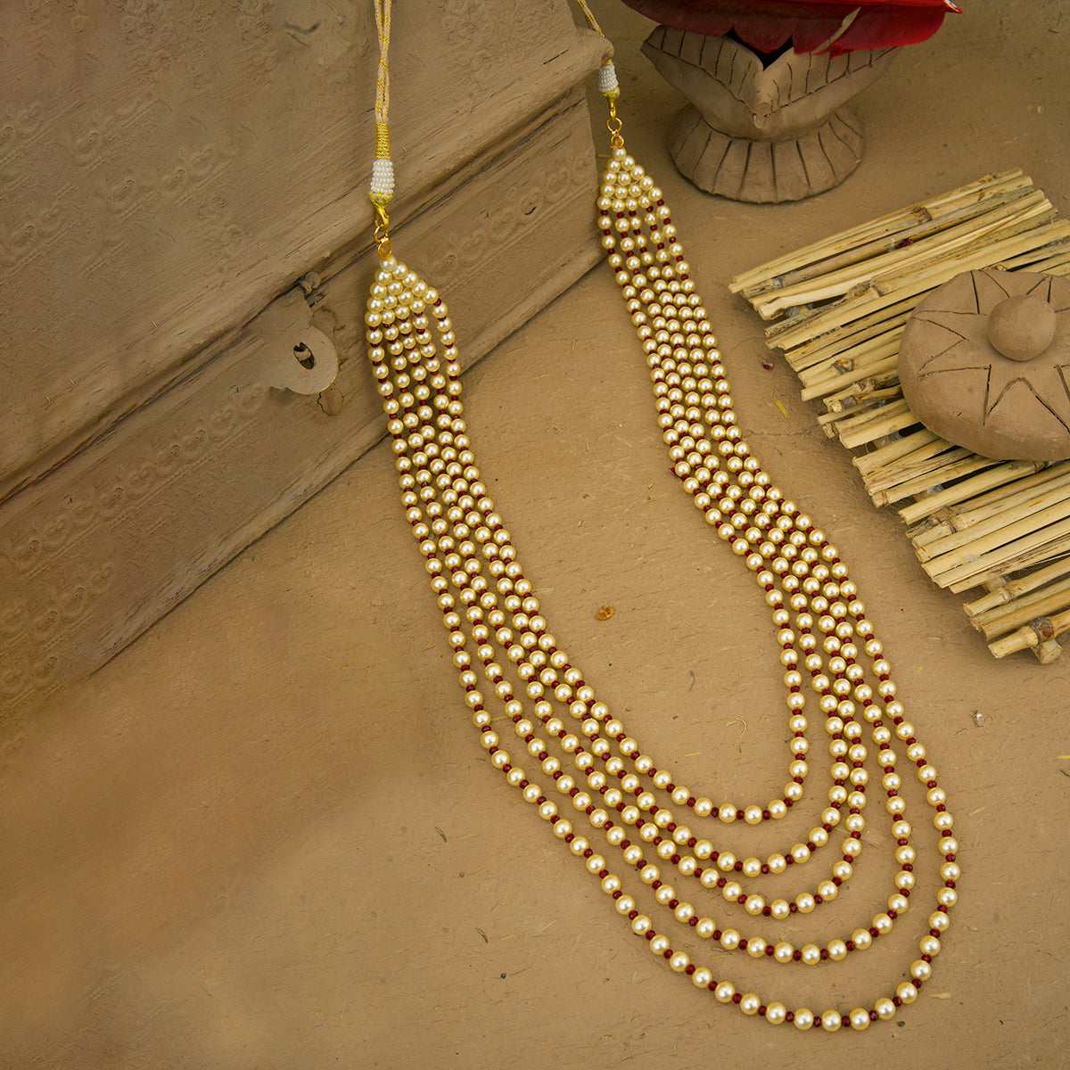 Aabroo Achkan Mala Pearl Semi Precious Beads