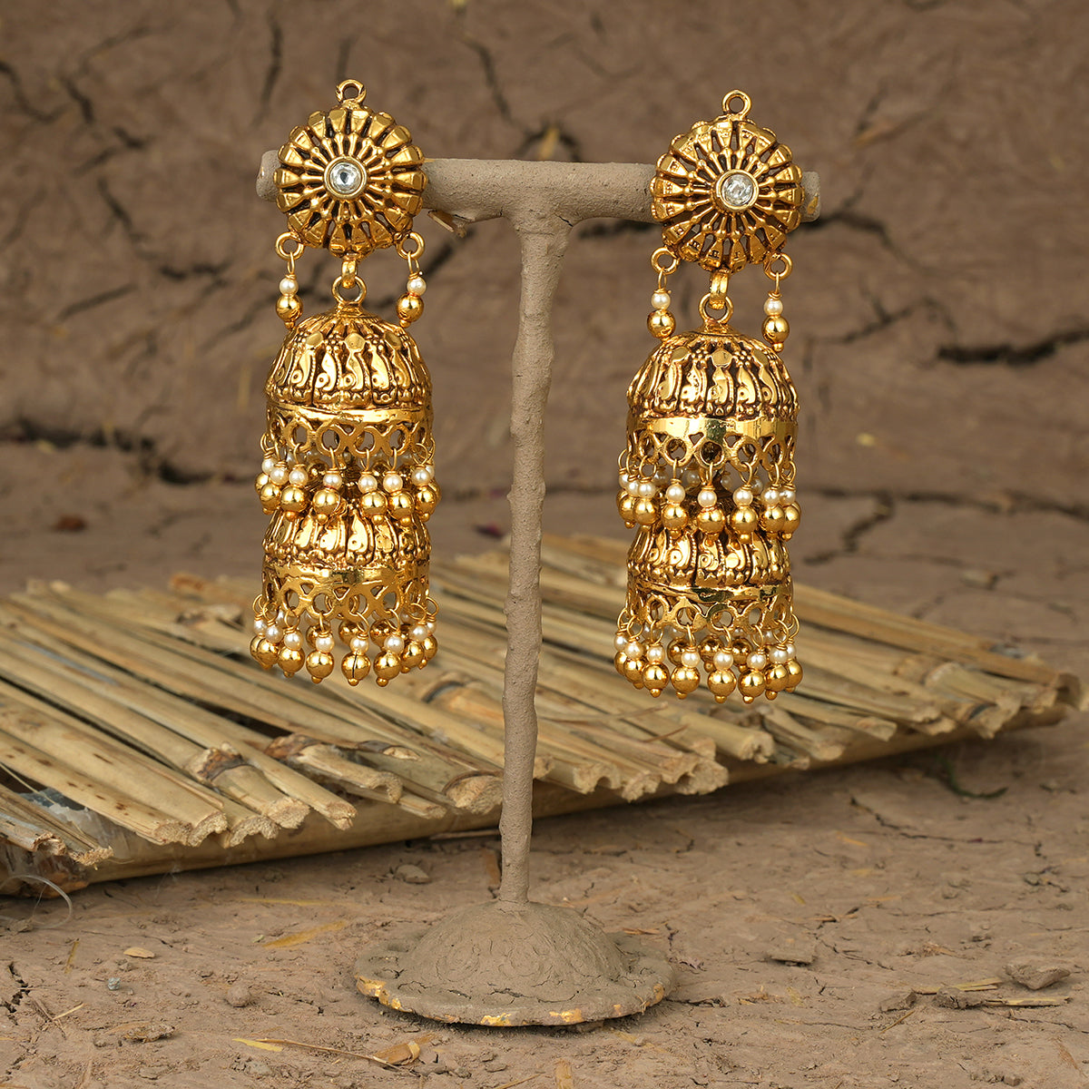 Tabeer Jhumki Handcrafted Gold Plated