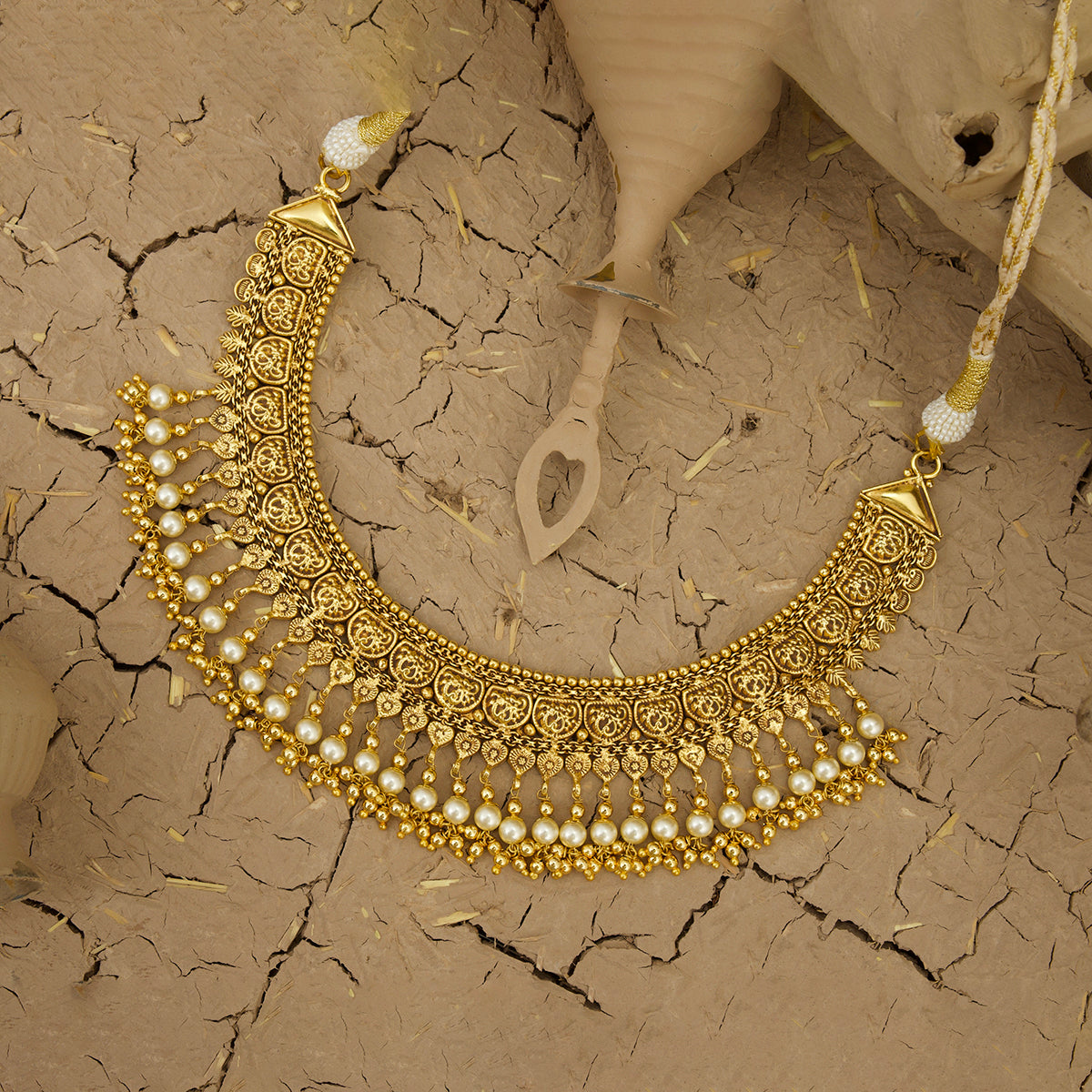 Shivya  Necklace Earrings Tikka Handcrafted Gold Plated