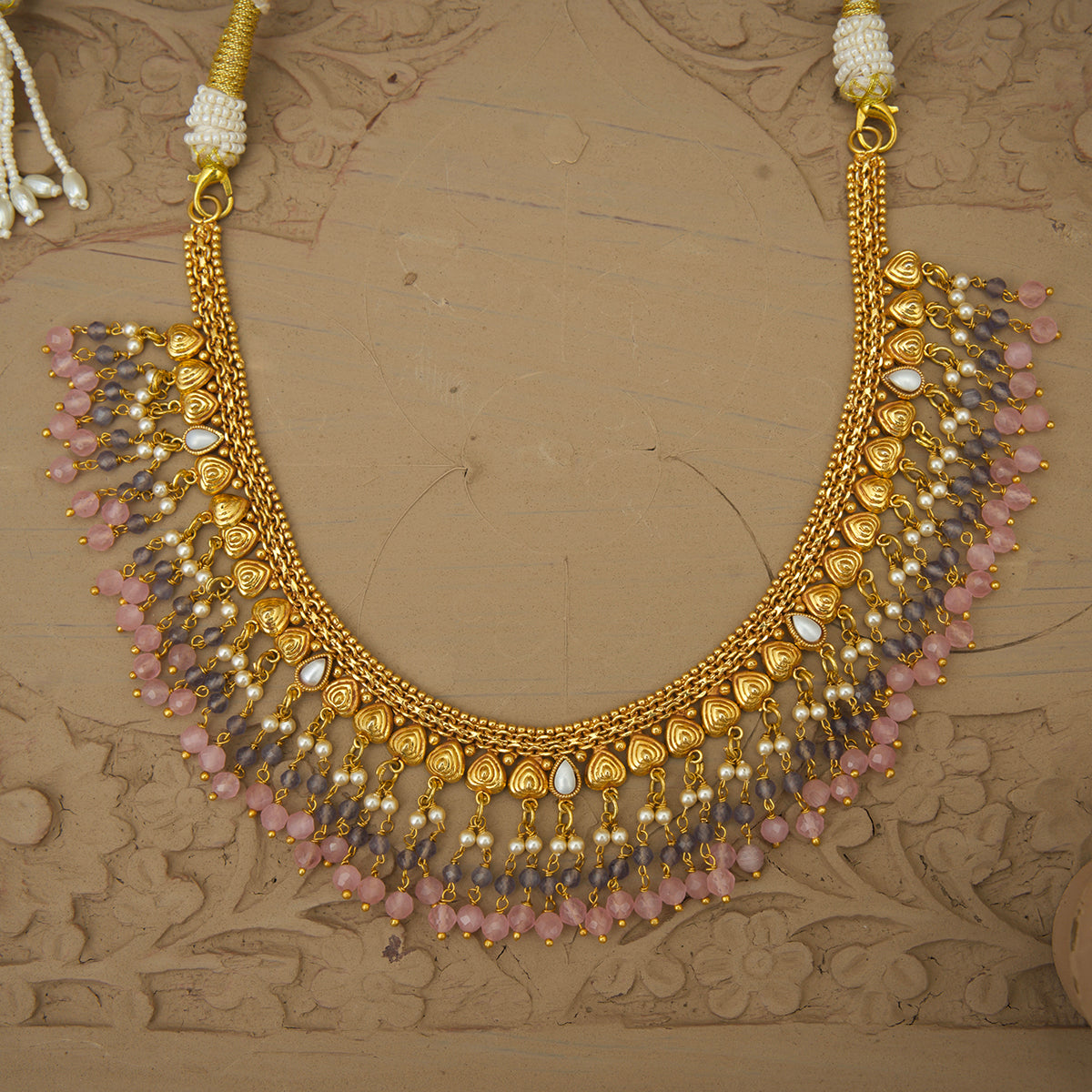 Yami  Necklace Earrings Tikka Handcrafted Gold Plated