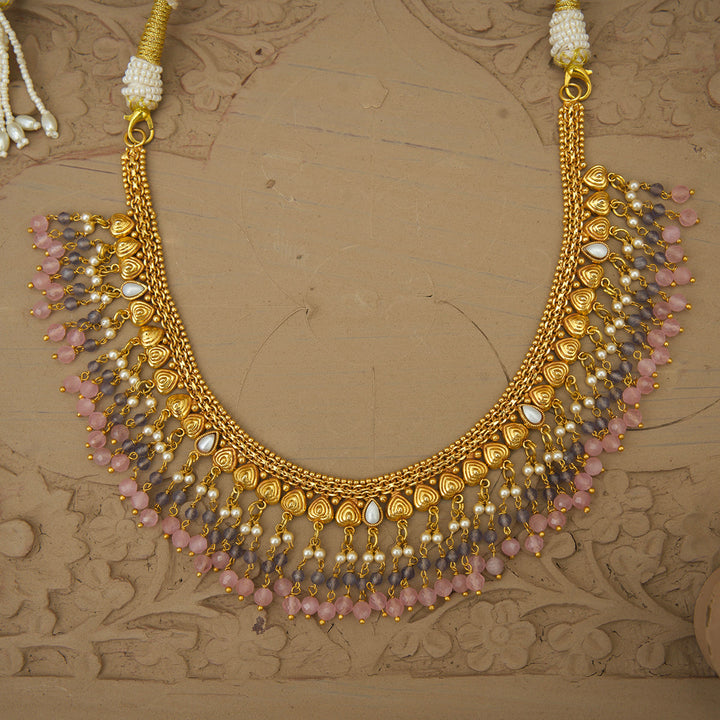 Yami  Necklace Earrings Tikka Handcrafted Gold Plated