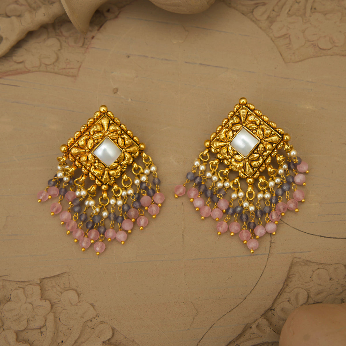Yami  Necklace Earrings Tikka Handcrafted Gold Plated