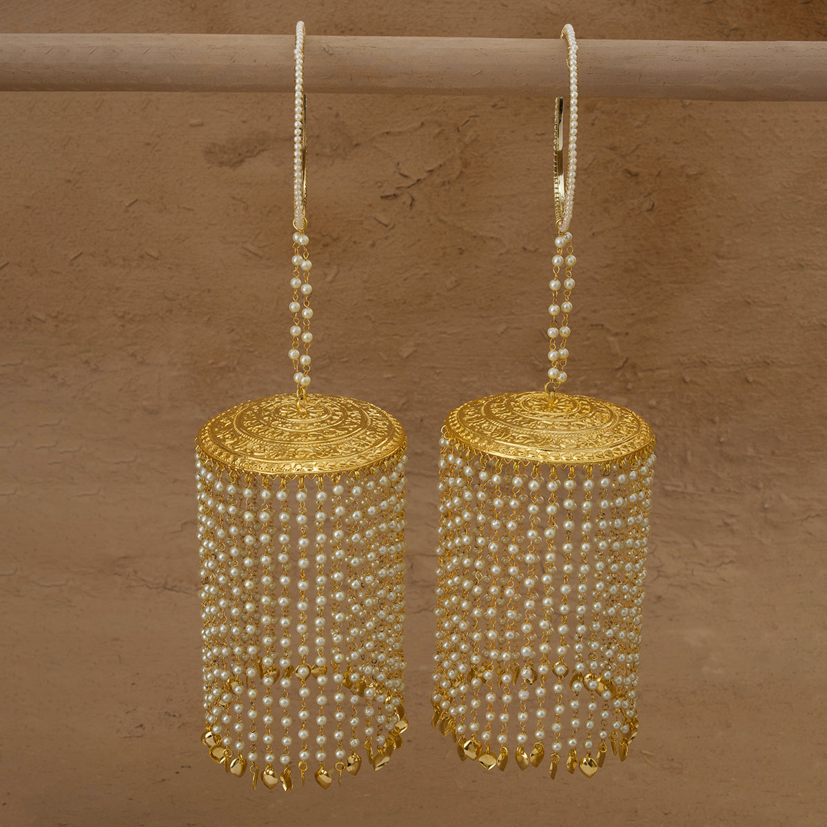 Mahpara  Gold Plated Kalira With Shell Pearls