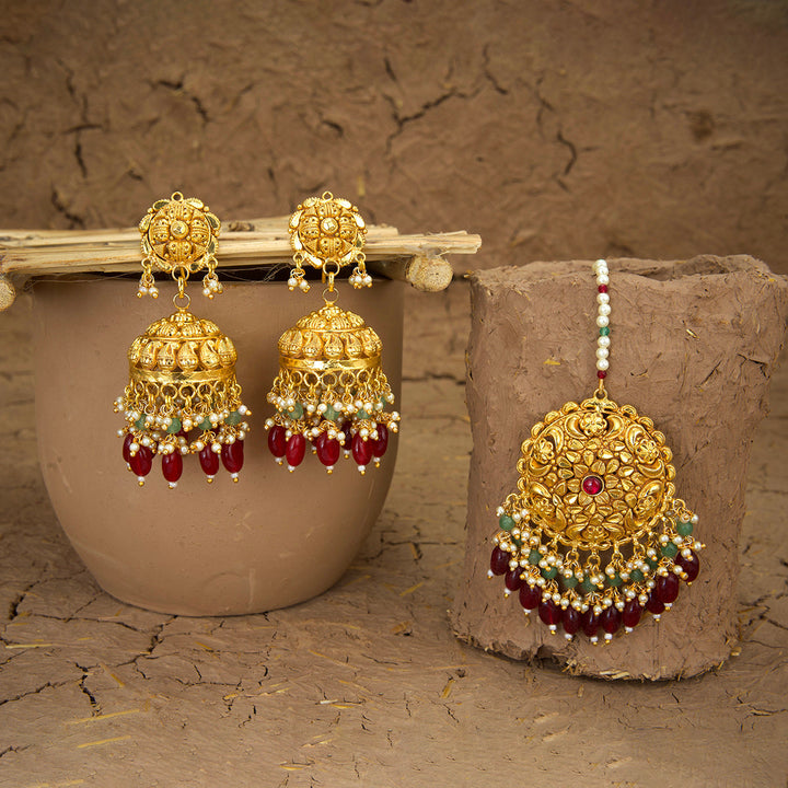 Nargish Earring Tika Handcrafted Gold Plated