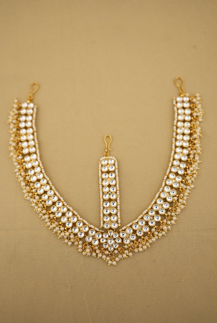 Teesha   Kundan  Matha Patti Handcrafted Gold Plated