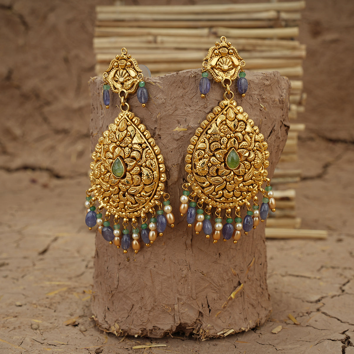 Suman Earrings Handcrafted Gold Plated