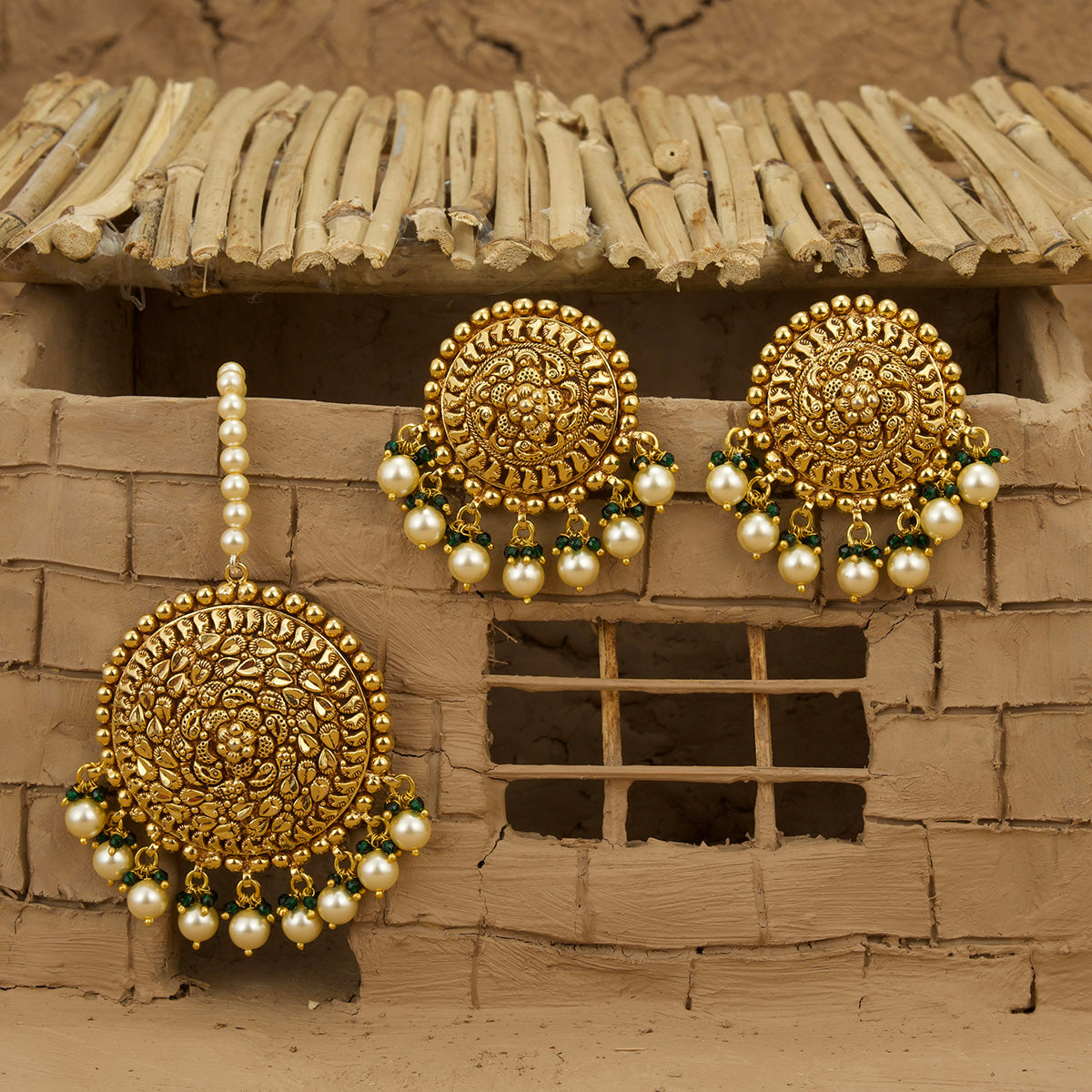 Noor Earring Tikka Handcrafted Gold Plated